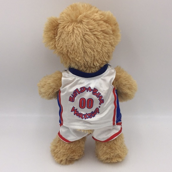 Build A Bear Workshop Brown Plush Stuffed Bear NBA Basketball Jersey and Shorts - Picture 3 of 9